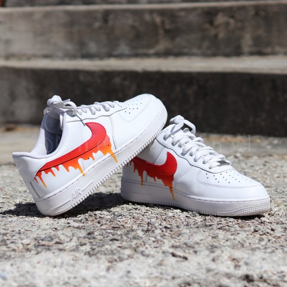 Nike Air Force 1 Low SUN FIRE Paint Drip Custom NWT - Picture 4 of 10